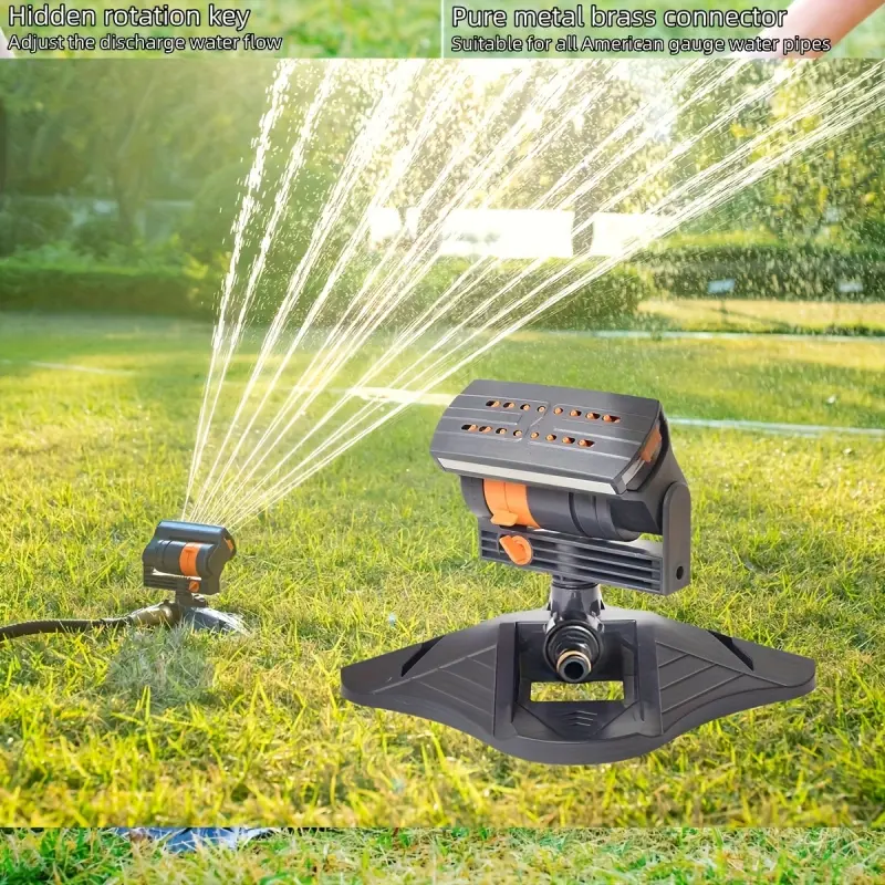 Heavy-duty adjustable garden sprinkler system, Garden Water Sprinklers, with 180-degree rotating head, full coverage lawn and garden irrigation, no electricity required, multi-outlet stable base, suitable for yards, farms