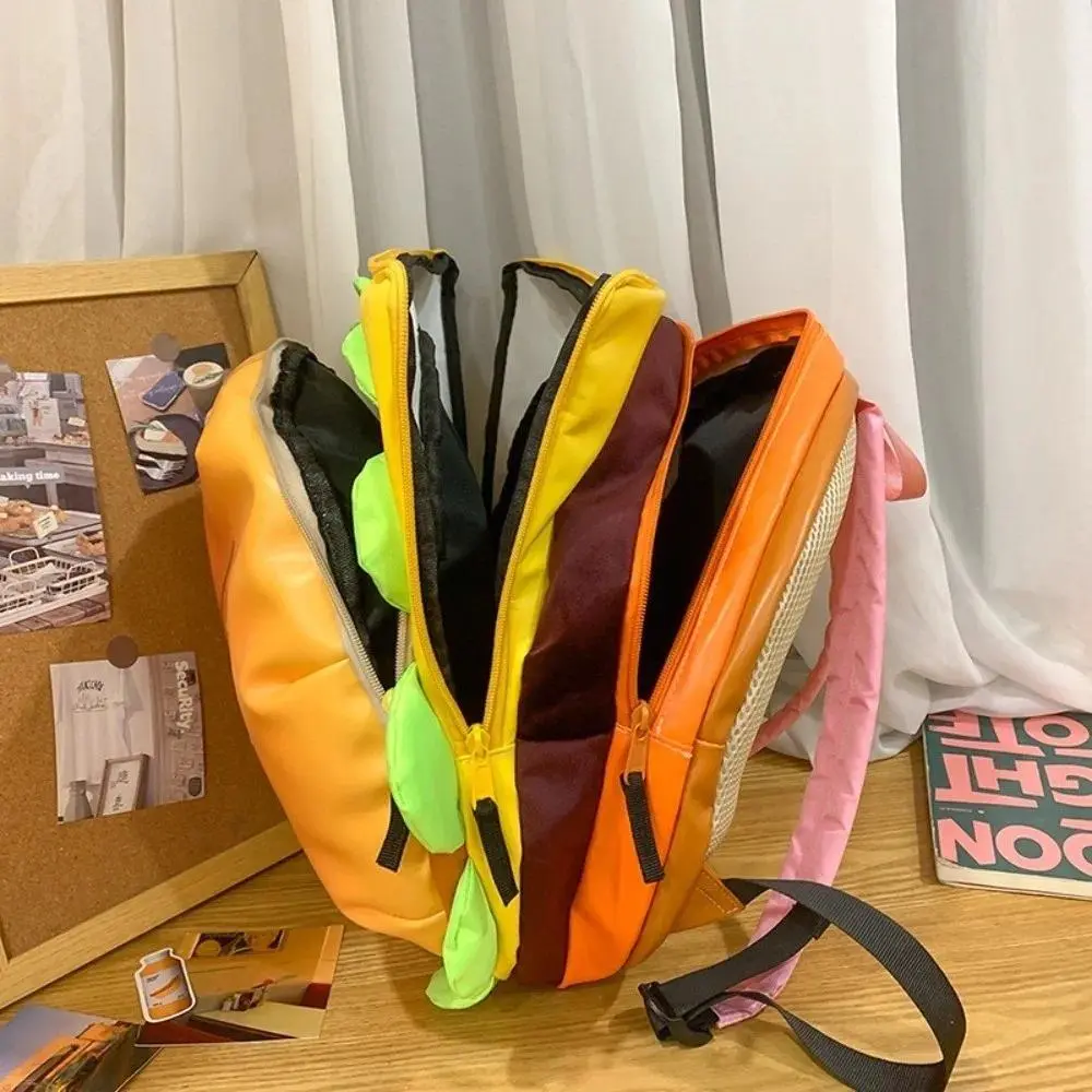 Funny Large Capacity Cheeseburger Backpack Waterproof Lovely Style School Rucksack Multi-layer Burger Backpack For Women Men