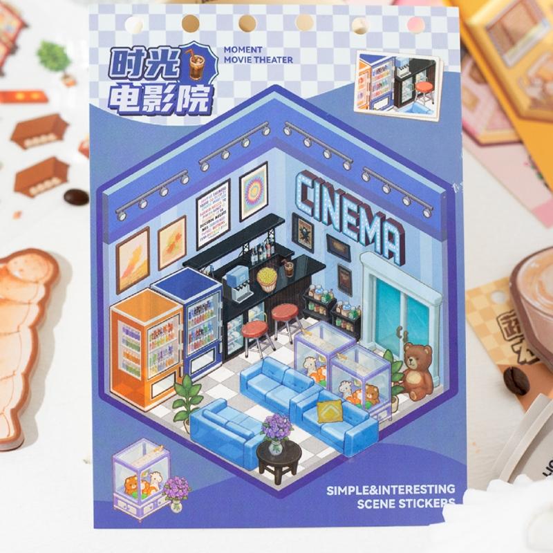 Creative World Building Sticker Book, 40pcs/set DIY Decorative Sticker, Art Stickers, Scrapbooking & Journal Making Material Paper, Gift Wrapping Sticker