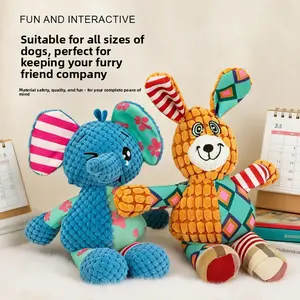 Dog sound toy made of corn velvet and patchwork fabric, durable chew toy for teeth cleaning, pet boredom buster and interactive product