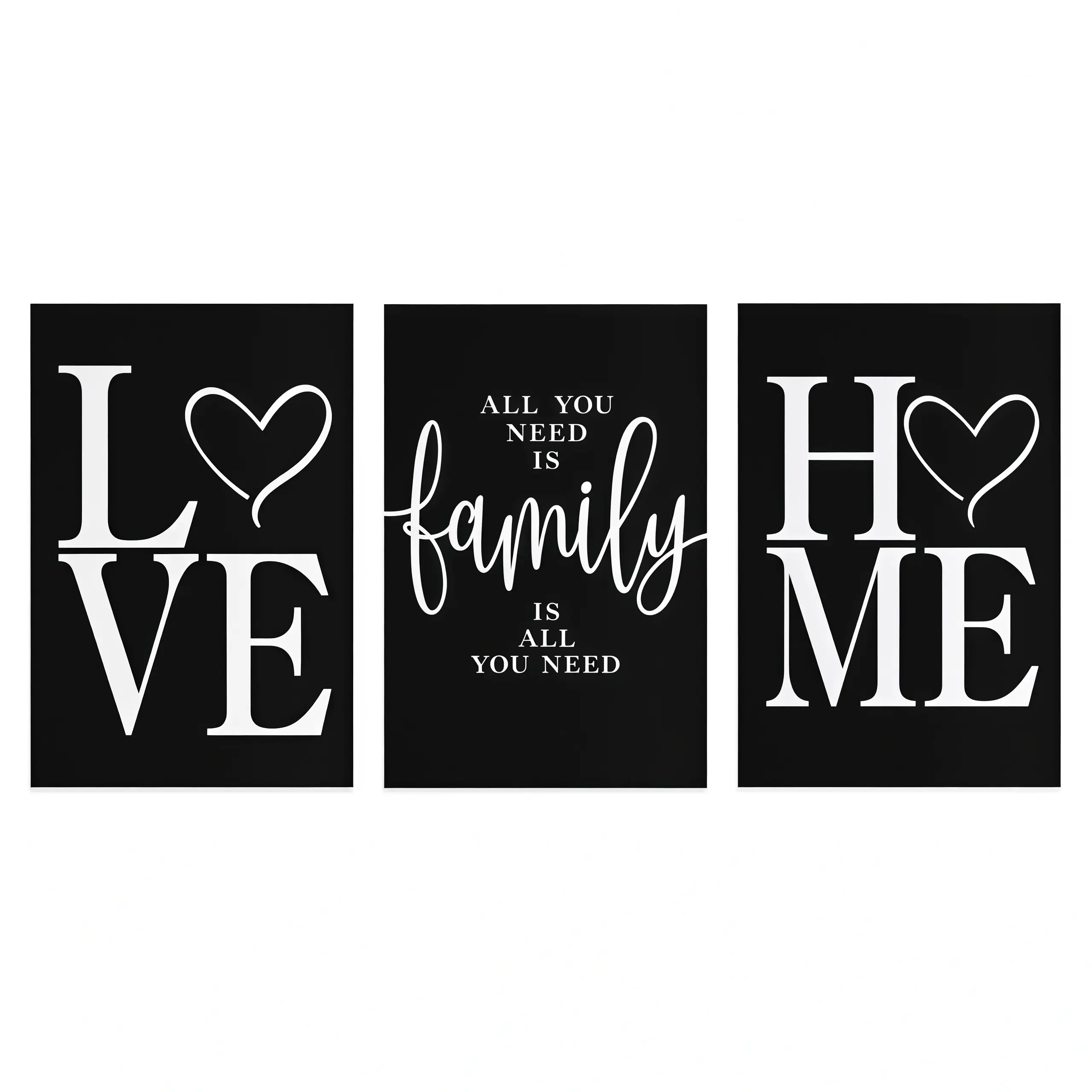 Heart & Letter Pattern Unframed Painting, 3 Counts Set Modern Canvas Wall Art, Interior Wall Decor for Home Living Room Bedroom Study Room, Home Essentials Ornaments, Love Quote Wall Art, Romantic Aesthetic Decor, Minimalist Home Artwork, outdoor gift