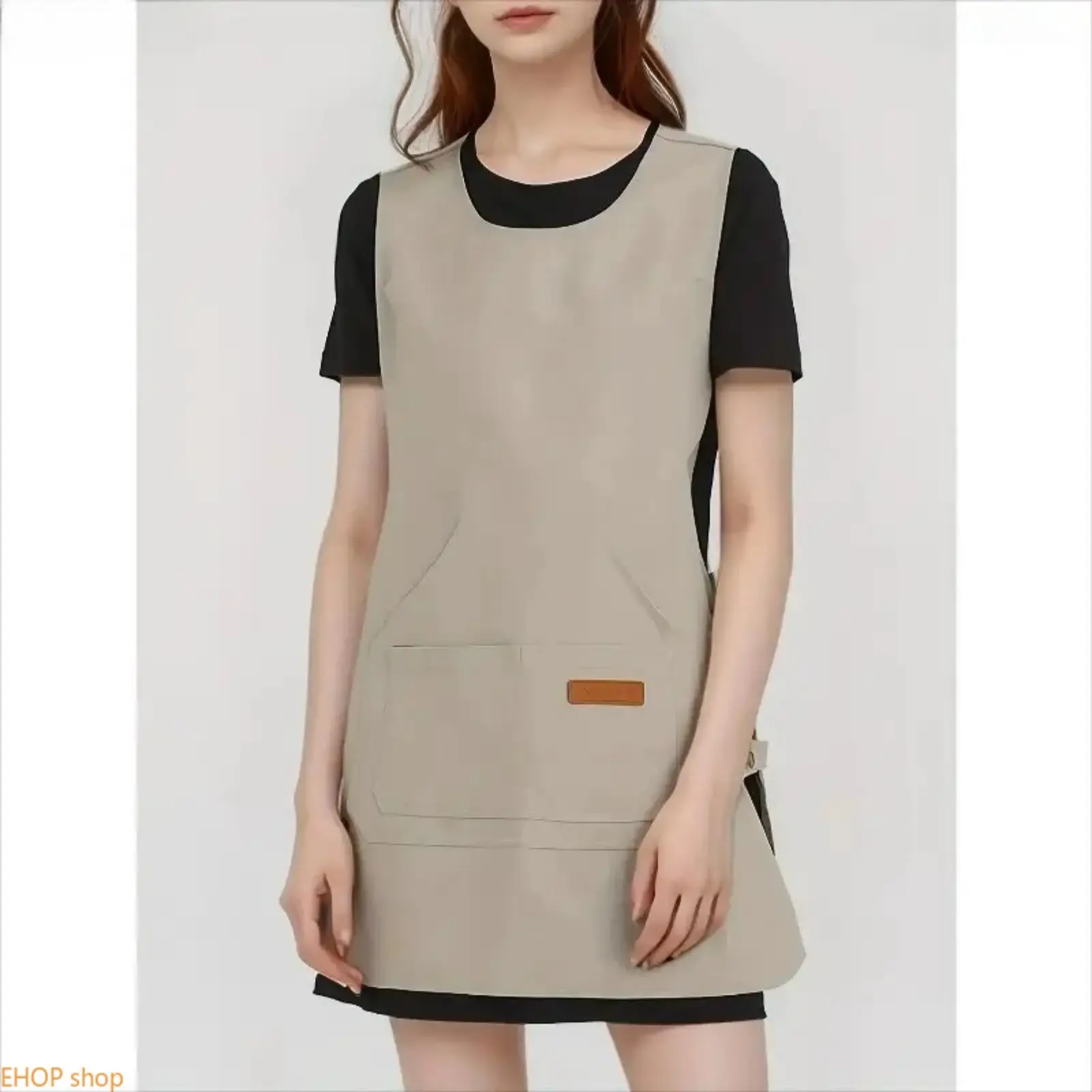 Women’s Waterproof Kitchen Apron Solid Color Adjustable Lace-Up Back Stain-Resistant Cooking Apron with Convenient Pockets Durable Lightweight Protective Apron for Cooking Baking Meal Prep Dishwashing Home Cleaning BBQ Gardening Daily Kitchen Tasks