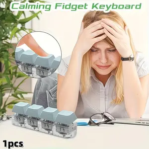 Pressure Relief Keychain Fidget Toy, Keyboard Button Design, Finger Press Key Ring, Relaxing Tool, Random Color, Holiday Gifts