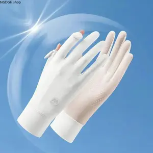 Breathable Grip Sun Gloves Fingerless UPF50+ - Elegant Black Gray UV Protection Driving Gloves with Touchscreen Dots, Lightweight Comfortable Cooling Look for Vacation Photoshoot Beach Days & Active Summer Adventures