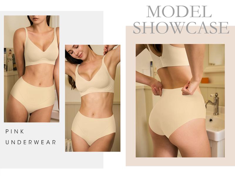 LEVAO Women’s Seamless High Waist Underwear 6 Pack, No Show Full Coverage Briefs S-XXL