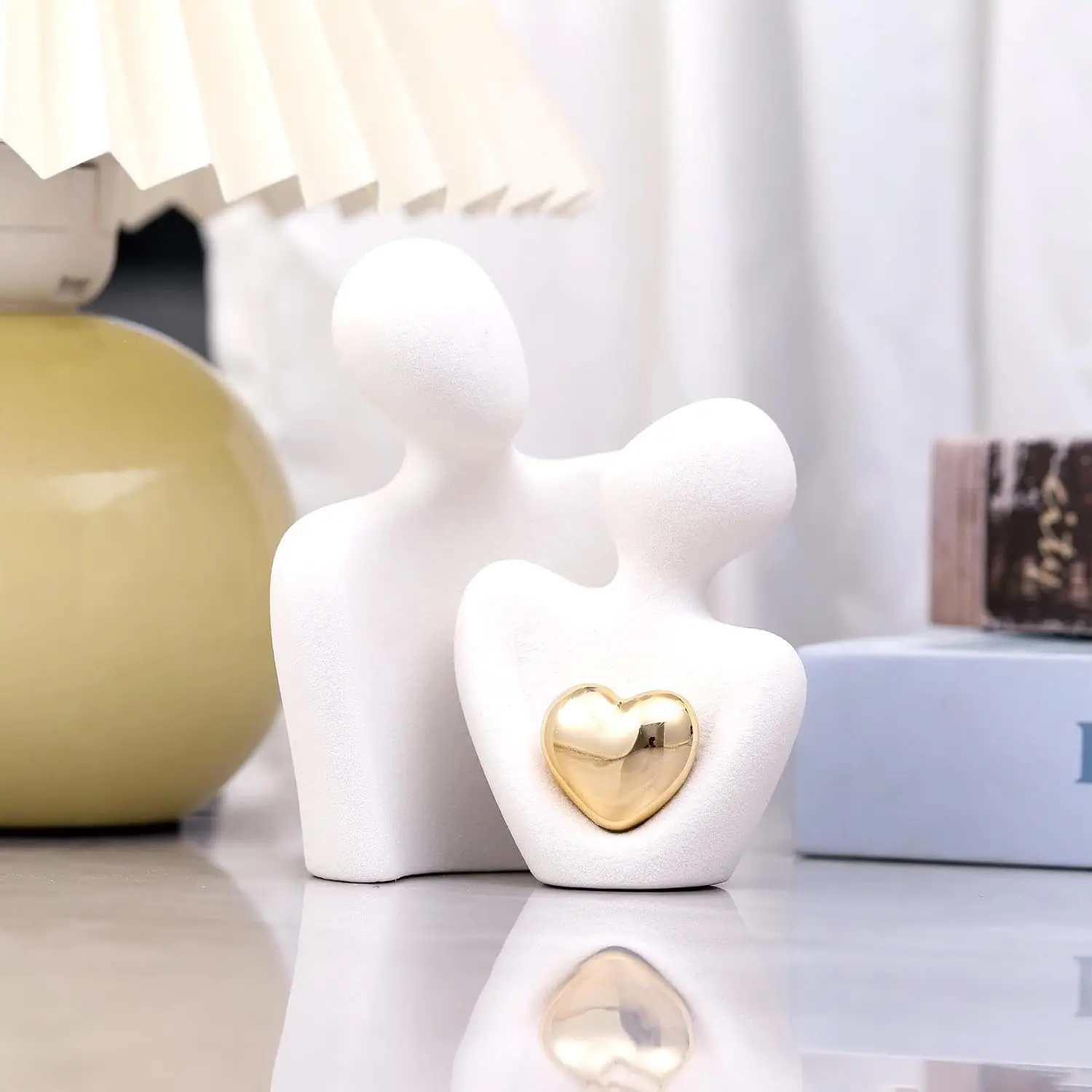 Couples Room Decor, Hugging Love Sculpture Ceramic  Decor,adornos para sala,Knick Knacks for Shelves,  for Valentine, Anniversary, Wedding(3.15" White)