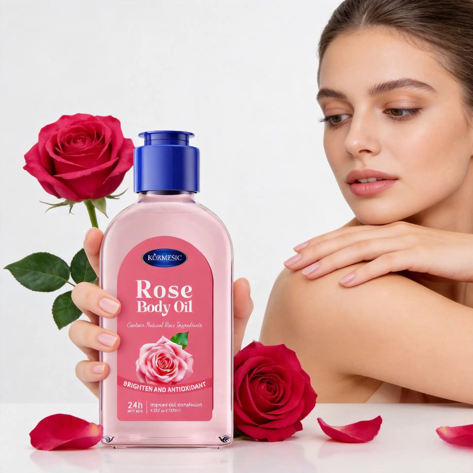 Rose Flower Gel Body Massage Oil 130ML, Relaxing Soothing Rose Oil, Moisturizing and Hydrating, Body Care Essential, Perfect for Daily Use