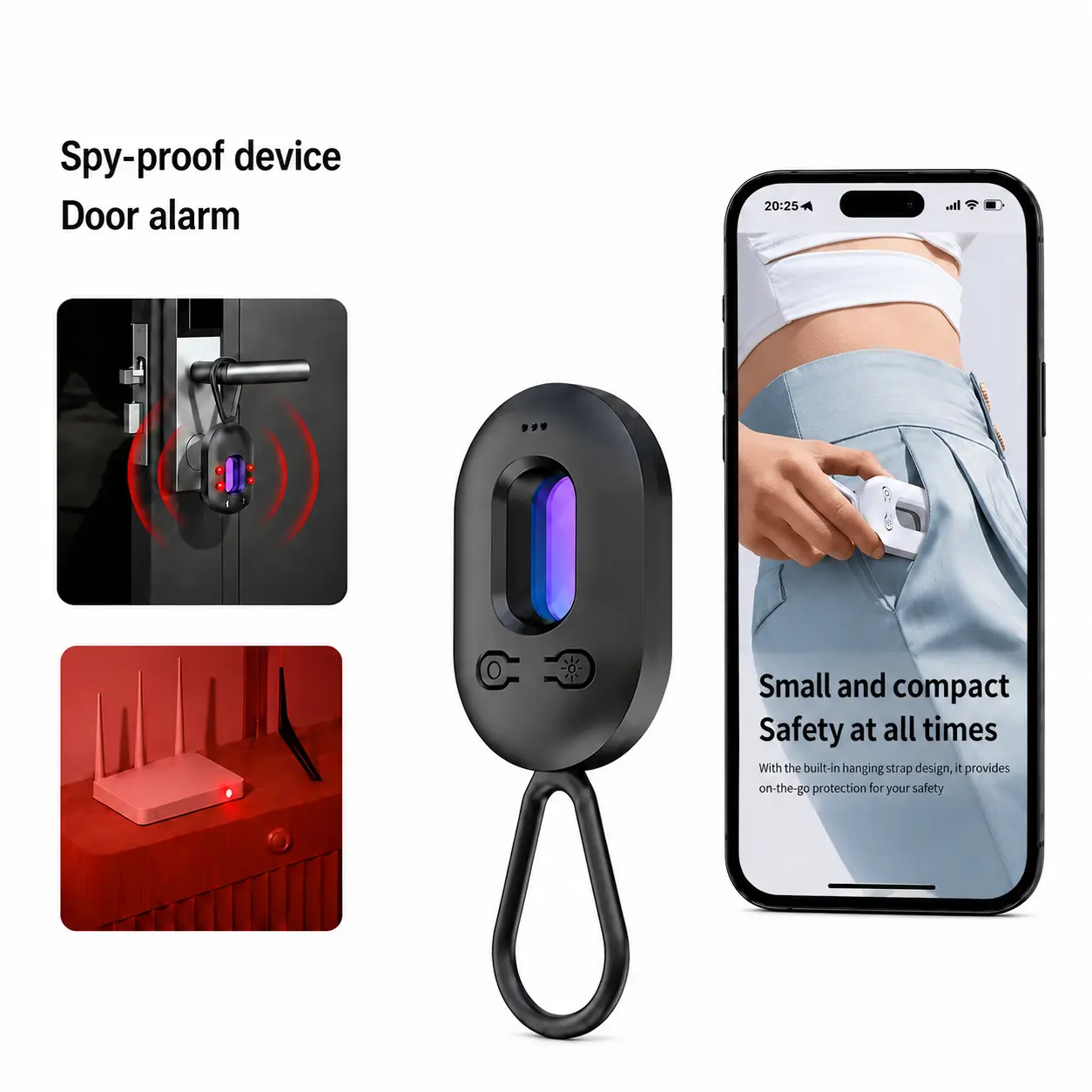 Hidden Camera Detectors, Vibration sensor Door and window alarm, Spy Camera Detector,Anti-intrusion, 30H Working Time for Travel, Car, Bathroom, Office, Hotel, Airbnb, Rental