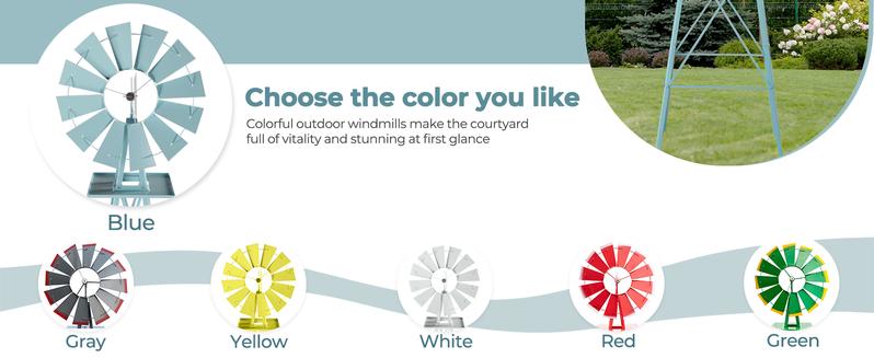 Outvita 8FT Ornamental Windmill, Heavy Duty Durable Metal Weather Vane Garden Decoration Weather Resistant for Garden, Yard, Farm, Seaside