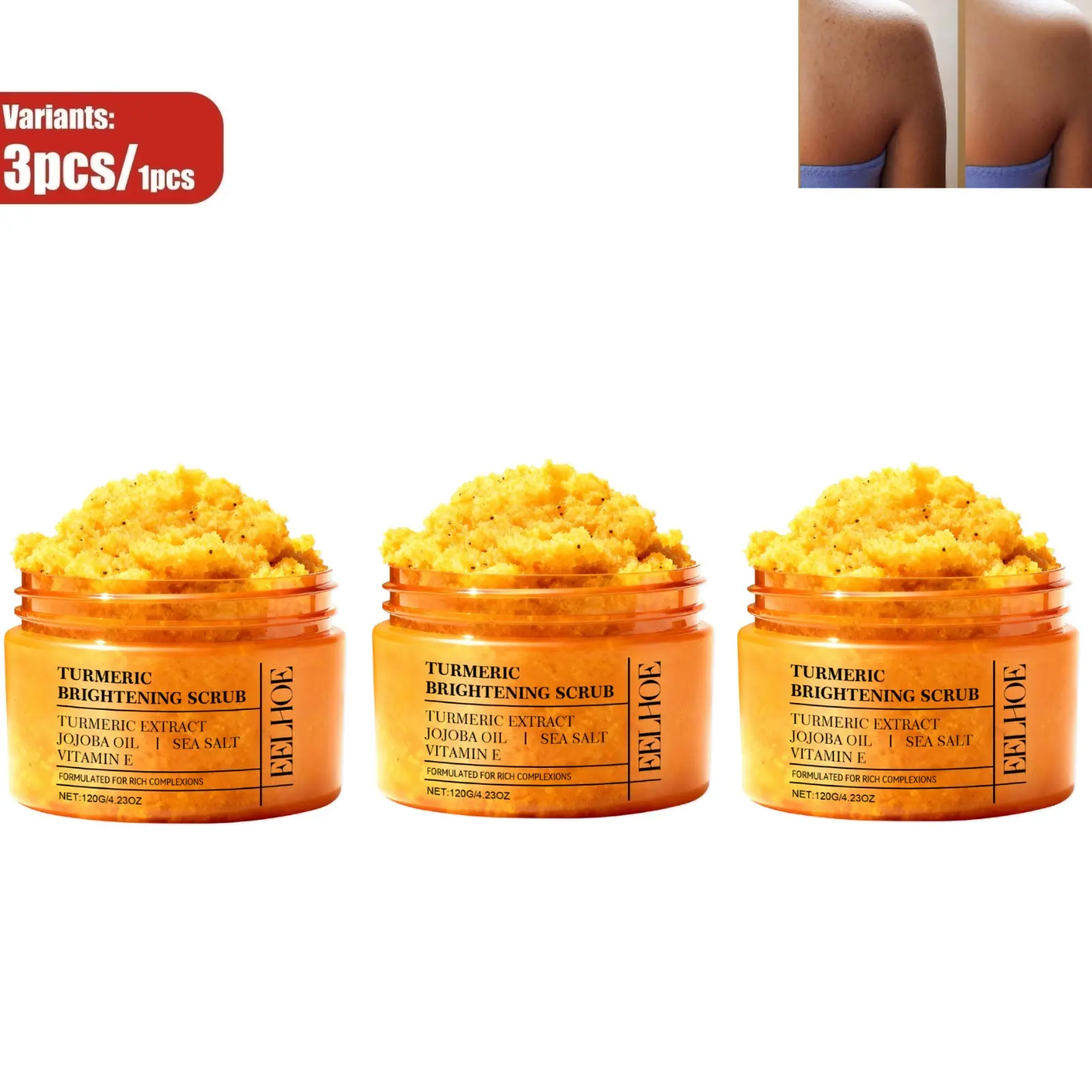Turmeric Body Exfoliating Scrub, Gentle Cleansing Formula, Helps Achieve Soft, Supple & Silky Smooth Feeling, Refreshing Daily Body Care Routine