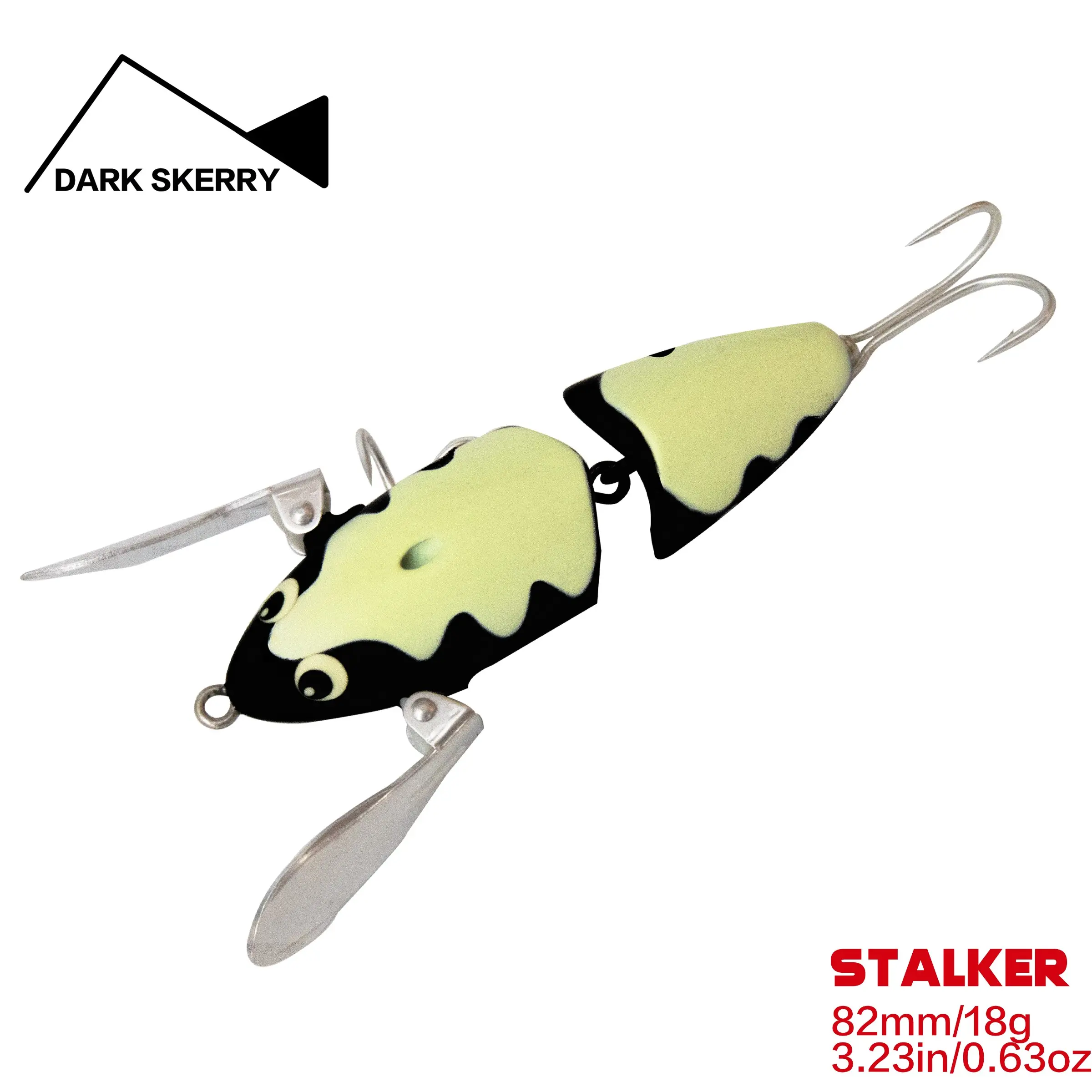 Dark Skerry 82mm Floating Crawfish Lure, Sectional Design with Bell, Glow-In-The-Dark, Ideal for Night Fishing, Strong Surface Action, Saltwater & Freshwater