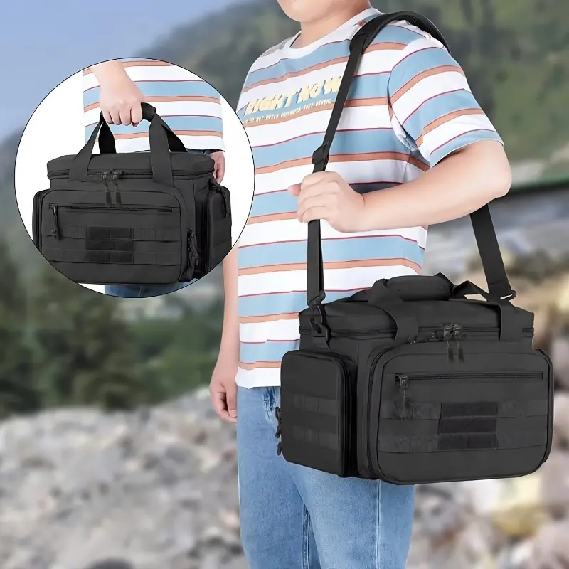 Tactical Range Bag Holds 4 Pistols, 6 Magazine Slots Extra Pockets for Ammo Shooting Gear Tactical Equipment