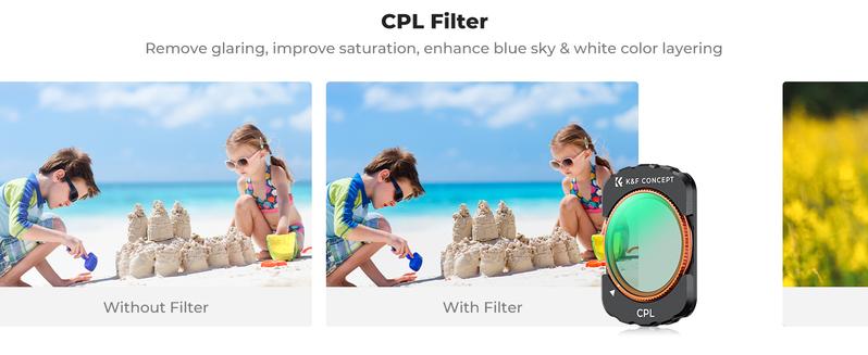 K&F Concept 4 Pack Magnetic Filter Set Compatible with DJI Osmo Pocket 3, CPL Polarizer Filter, Variable ND2-32, Black Diffusion Mist 1/4, Wide Angle Lens, Action Camera Accessories