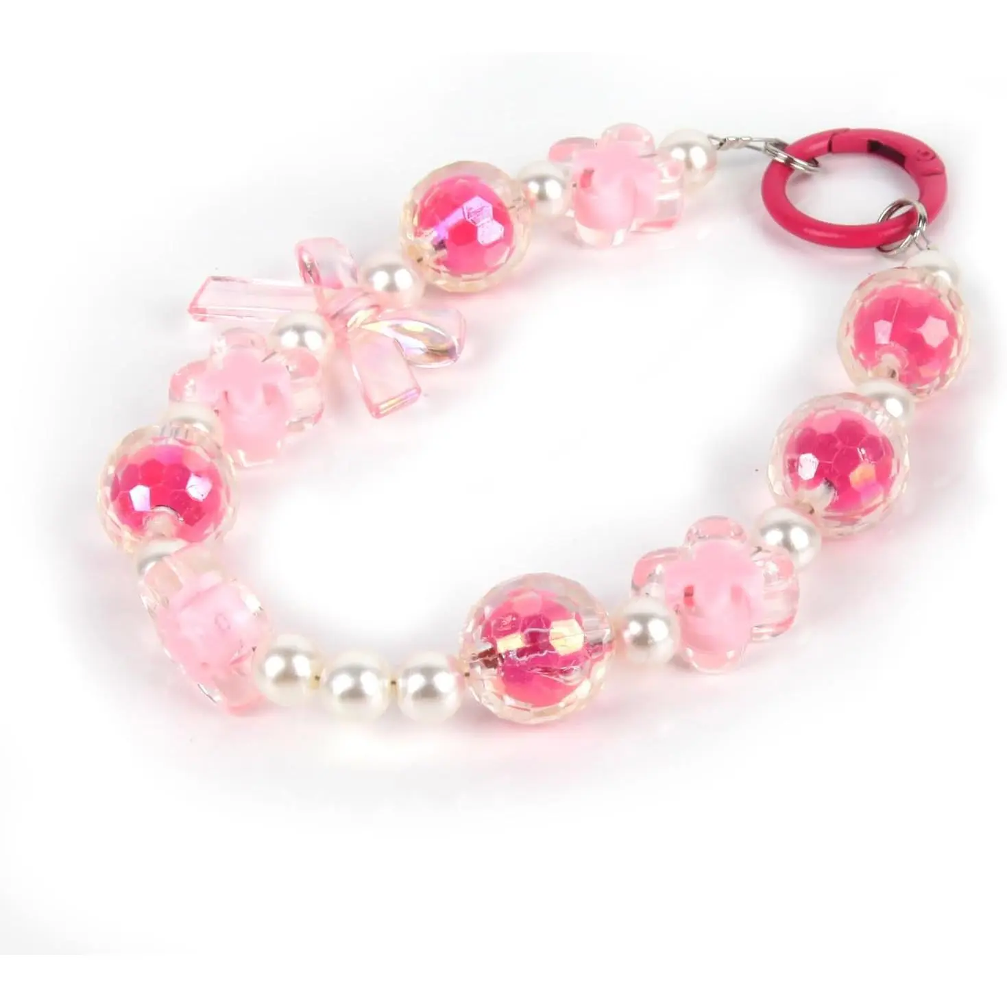 Hands-Free Beaded Wrist Strap for Phone, Detachable Phone  Bracelet, Smartphone Lanyard with Bow