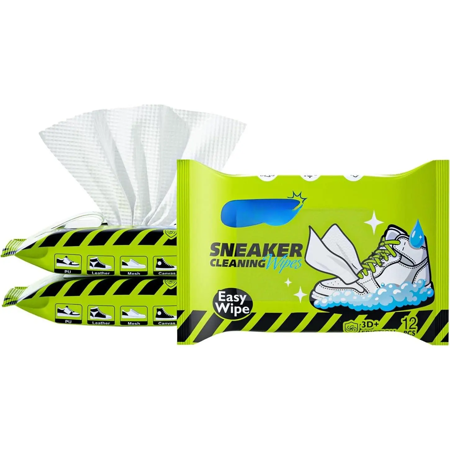 Sneaker Cleaner Wipes, Pre-Moistened Shoe Wipes for White Sneakers, Leather, Canvas & Rubber, Portable