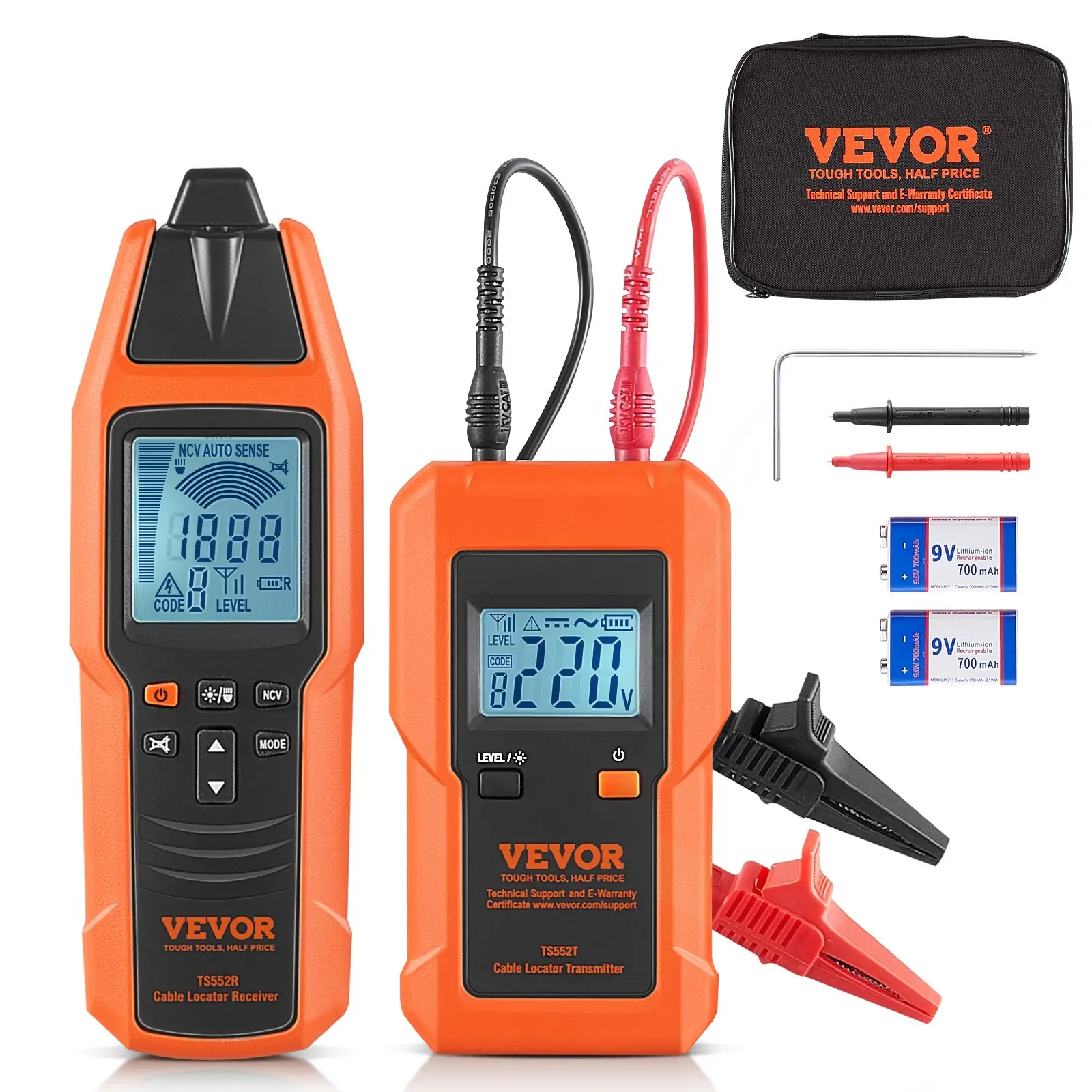 VEVOR Subterranean Wire Tracker, Up to 3 FT Detection Depth, Voltage Range 12-600V, Circuit and Line Break Locator, Extends to 6561 FT for Underground Pipes, Electric Fencing, Hidden Wires