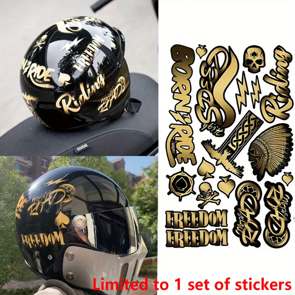 1 Set of Motorcycle Decals: Waterproof, Durable, High-Quality Matte Gold Self-Adhesive Decals for Motorcycle Body, Fuel Tank, and Helmet—Personalized Retro Decor. Perfect for Outdoor Riding and DIY Modifications By Enthusiasts Decal Sticker