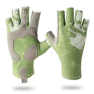 Half Finger Fishing Gloves UPF50+ UV Blocking Anti-Slip Sun Protection Gloves Breathable Outdoor Sports Gloves For Sea Fishing Hiking