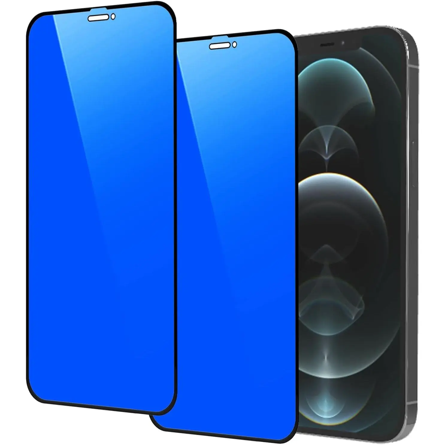 2 count  Tempered Glass for  12 /  12 Pro 6.1 inch Anti-blue Anti-Spy Screen Protector Mirror Blue