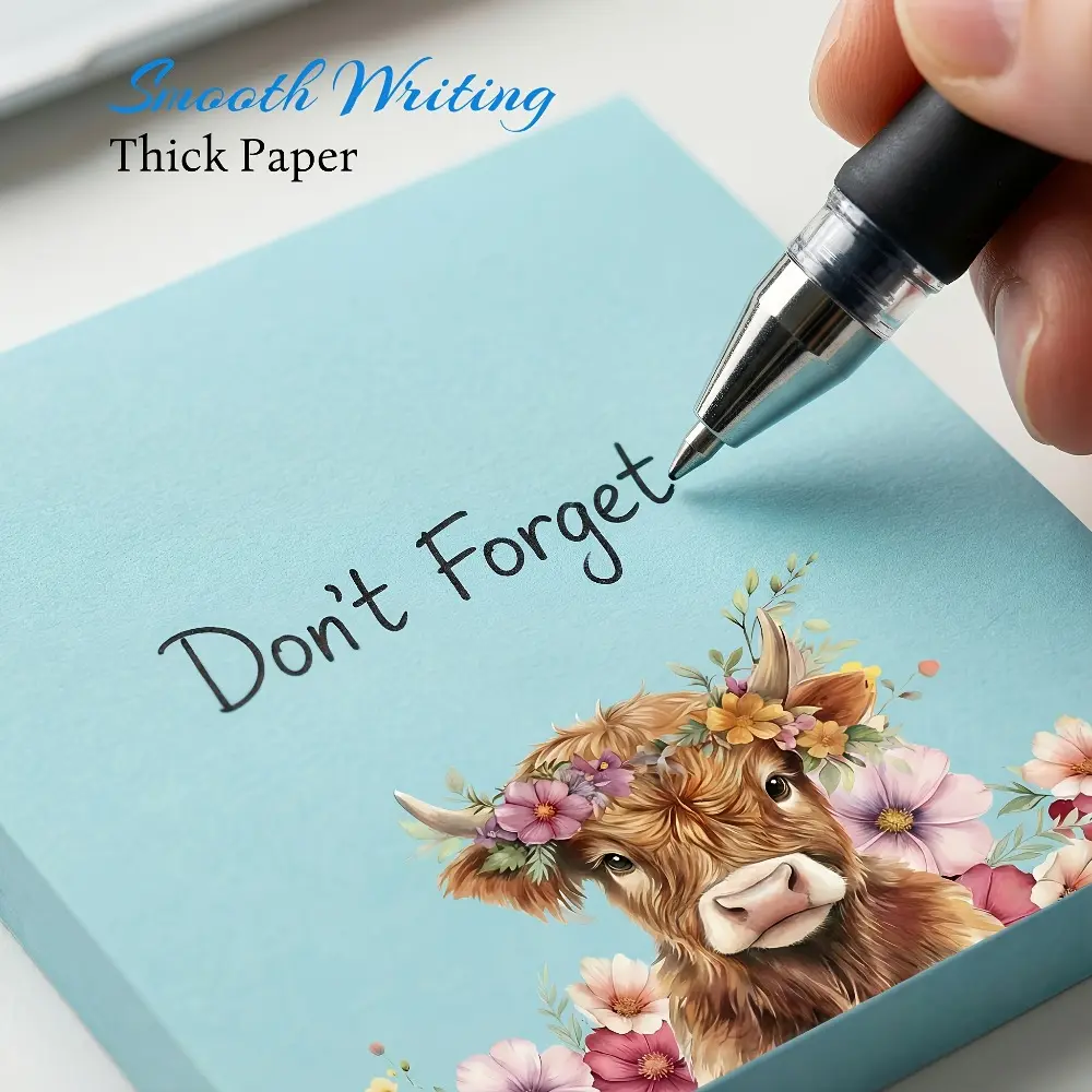 100/150 High Altitude Cow Themed Sticky Notes (random Pattern, 50 Per Pattern), Message Stickers, Cute Cow Pattern Stickers, Small Stickers, Suitable for Note Taking and Marking, Suitable for Office and Home Use