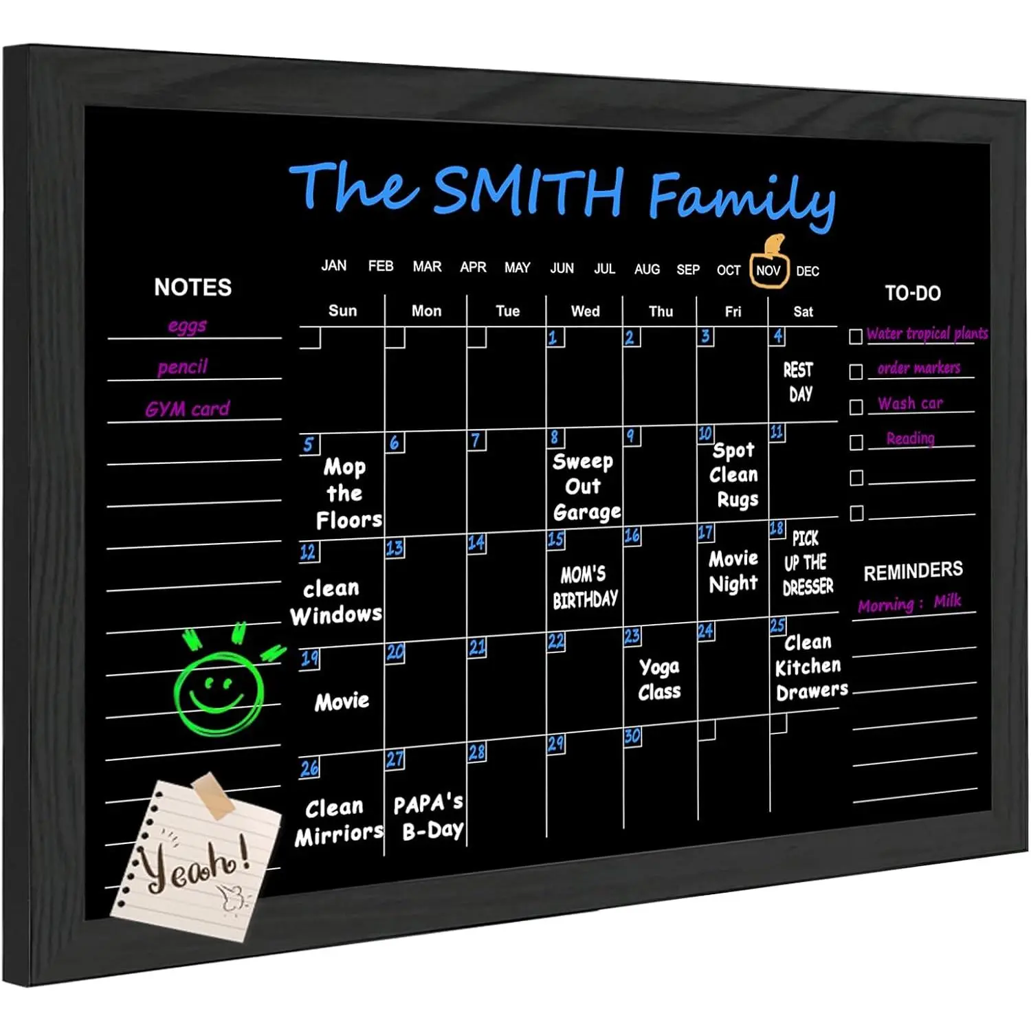 Small Chalkboard Calendar,13" × 17"  Chalk Board, Family Calendar | Monthly and Weekly Chalkboard, Family Calendar Chalk Board for wall, Surface, for Planning,Timetable Memo,Black Frame