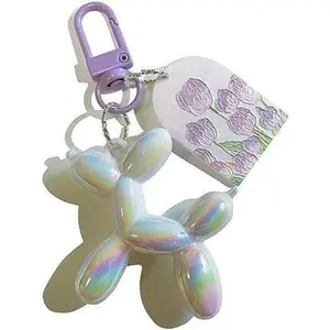 Jelly Balloon Dog Design Keychain for Women, Cute Girls Key Chain, Bag Charms Accessories for Car Purse Backpack