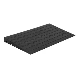 4" Rise Rubber Threshold Ramp, Wheelchair Ramp with Non-Slip Surface, 3 Channels Cord Cover, 2500LBS Capacity Curb Ramp for Home Entry Steps Wheelchair and Scooter
