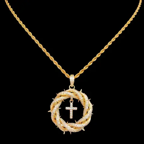 Men Hip Hop Cross Necklace Chain Pendant, Fashion Vintage Jewelry Accessory Necklace for Party, Daily Decor, Trendy All-match & Exquisite Jewelry for Birthday Gift