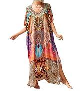 Kaftan Dresses for Women Plus Size Bathing Suit Cover up Vneck Batwing Dress Loose fit Moroccan Caftan mumu Dresses