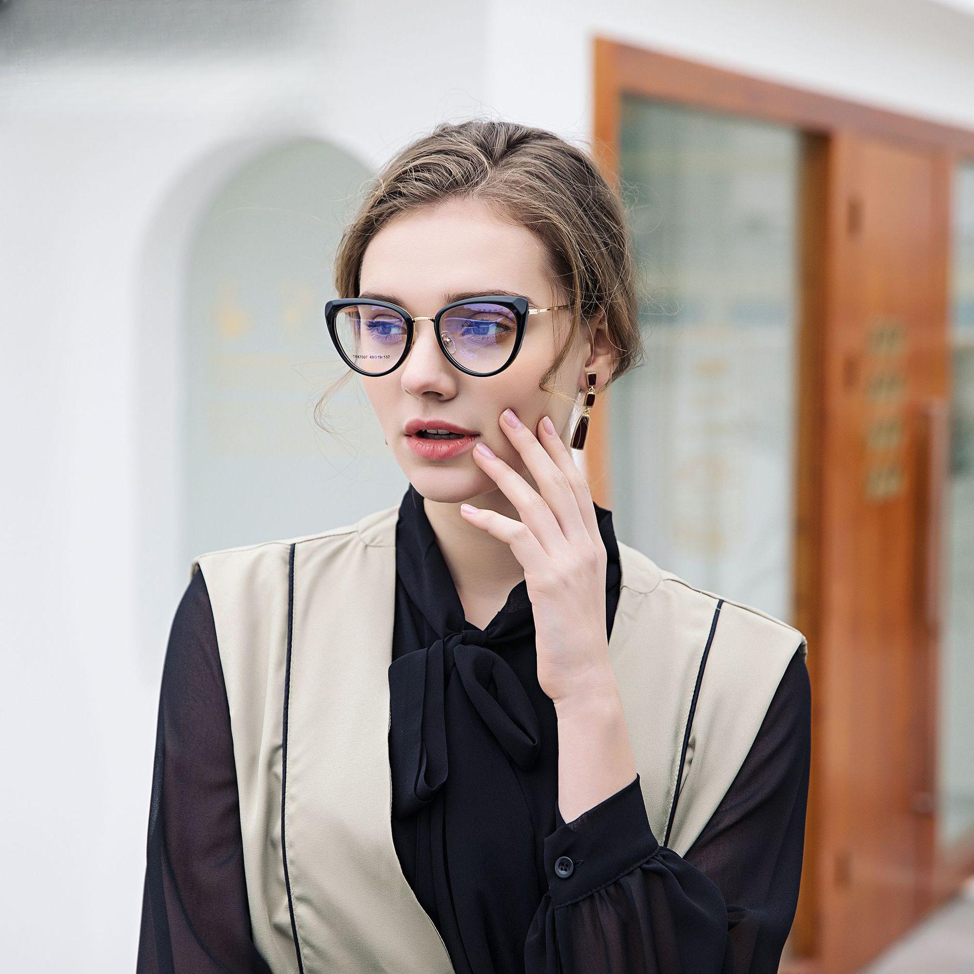 TR90 glasses frame, anti-blue light glasses frame, metal cat-eye optical glasses, Ins trend, for office, computer, mobile phone, and reading blue light glasses for kids anti glare,blue light blocking glasses for computer eyes,anti fatigue reading glasses