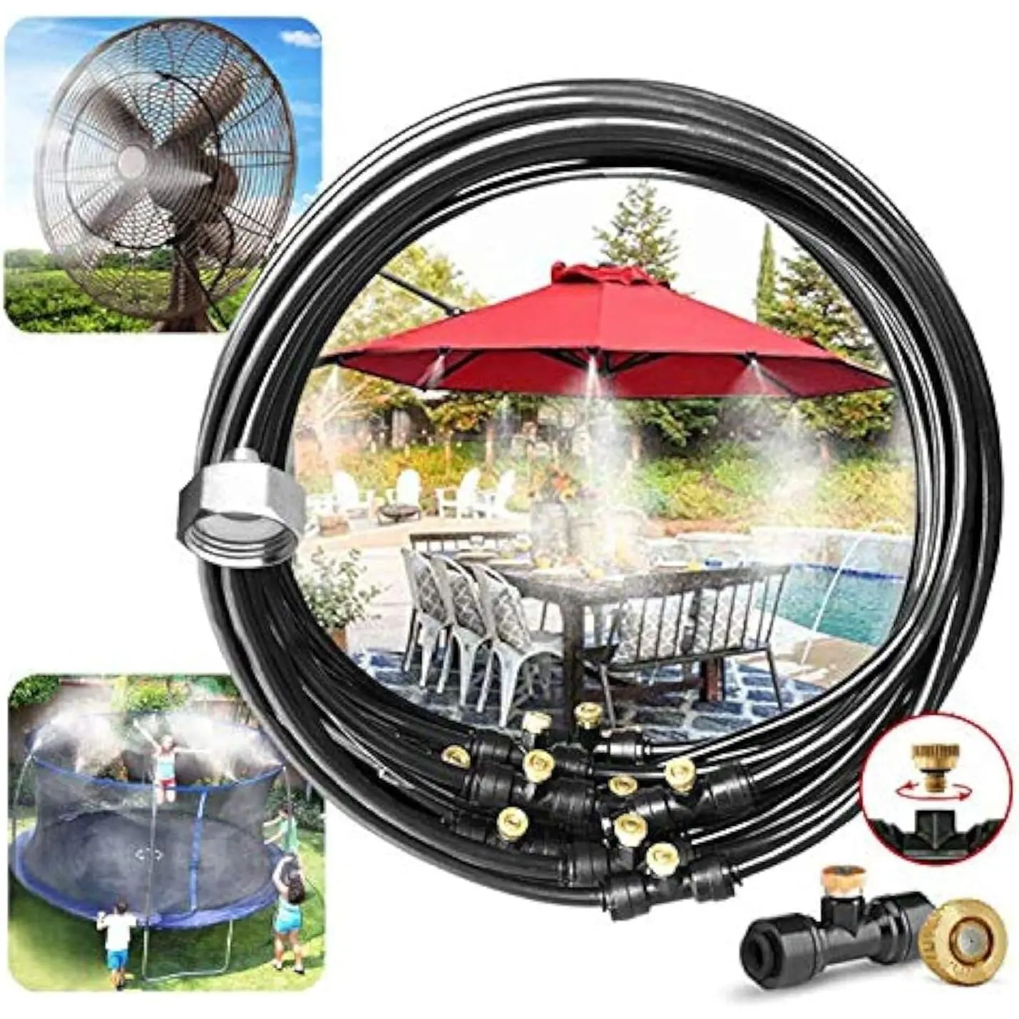 Outdoor Misting Cooling System,Misting Line,Brass Mist Nozzles for Patio Garden Greenhouse