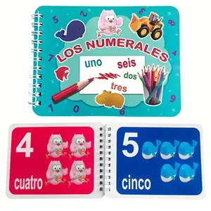 Spanish Alphabet and Number Learning Book, Prechool Materials, Colorful Flashcards, Interactive Learning, Safe Eco-Friendly Material