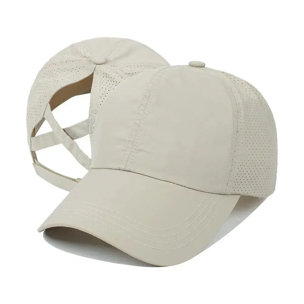 Womens Perforated Mesh Ponytail Baseball Cap Quick Dry Polyester Fabric Adjustable Fit Full UV Protection All Season Hat For Gym Running Outdoor Summer Daily Casual Sport Headwear Accessory