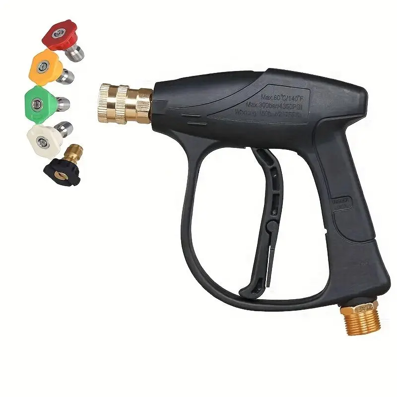 High Pressure Water Sprayer Nozzle Kit, Water Sprayer with M22-14 Hose Connector & 5 Color 1/4" Quick Connect Nozzles for Car Washing & Gardening, Spray Nozzle Set