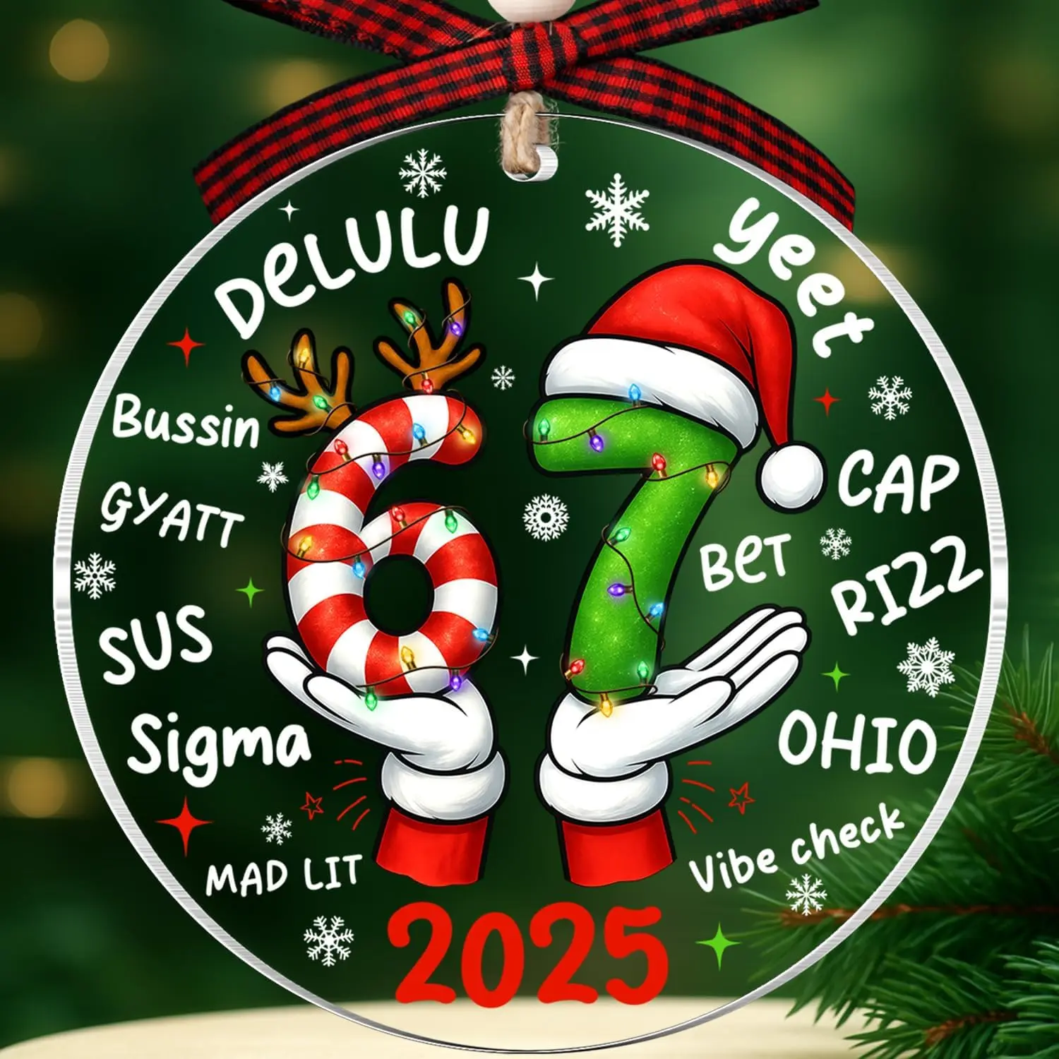 67 Ornament - 67 Christmas Ornament - Six Seven Slang Funny Meme Ornaments, White Elephant Gifts - Stocking Stuffers for Teens, , Girls, Boys - Trending  Christmas Decoration Ornaments 2025