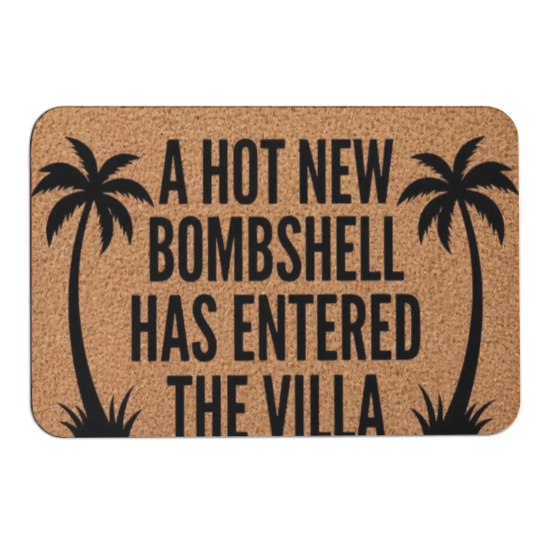 Funny Reality TV Bombshell Villa Entrance Doormat - Natural Diatomite, 1700g Weight, Anti-Skid, Minimalist Antibacterial Tropical Palm Tree Porch Decor, Door Entrance Rug, Housewarming Gift for Bathroom-Foyer Areas