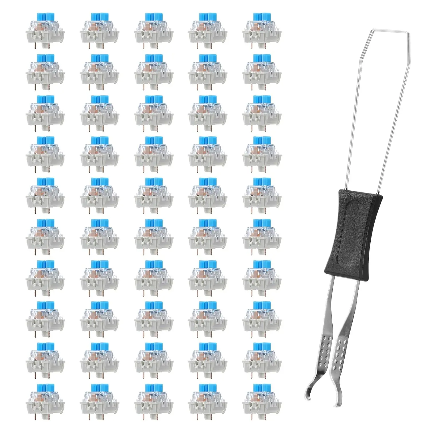 50 count Keyboard  Blue Mechanical Keyboard Switches 3 Pin Pre-Lubricated Clicky Switches with Remover Tool  and  Keyboards Accessories for Mechanical Gaming Keyboards