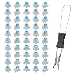 50 count Keyboard  Blue Mechanical Keyboard Switches 3 Pin Pre-Lubricated Clicky Switches with Remover Tool  and  Keyboards Accessories for Mechanical Gaming Keyboards