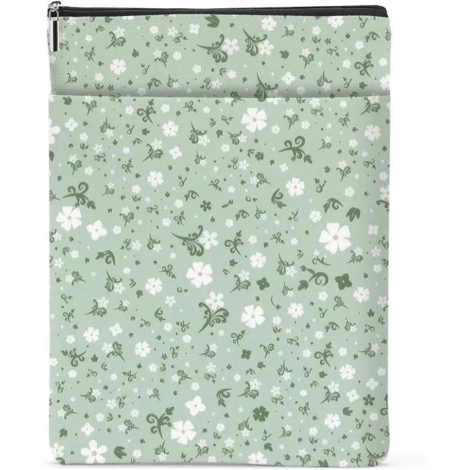 Floral Book Lovers Gifts  Flower Book Sleeve Botanical Book Pouch Book Protector with Zipper and Front Pocket Book Cover Case for Women Girl  Birthday Book Accessories Book Club Gifts