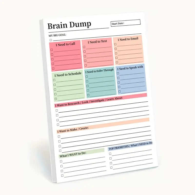 Brainstorming Clear-Out Tear-Off To-Do List Notebook | A5 Daily Planner Management Journal, High-Performance Planner, Productivity Planner, Minimalist Notebook Planning Tool, with Date Planning Pages, Smooth Paper