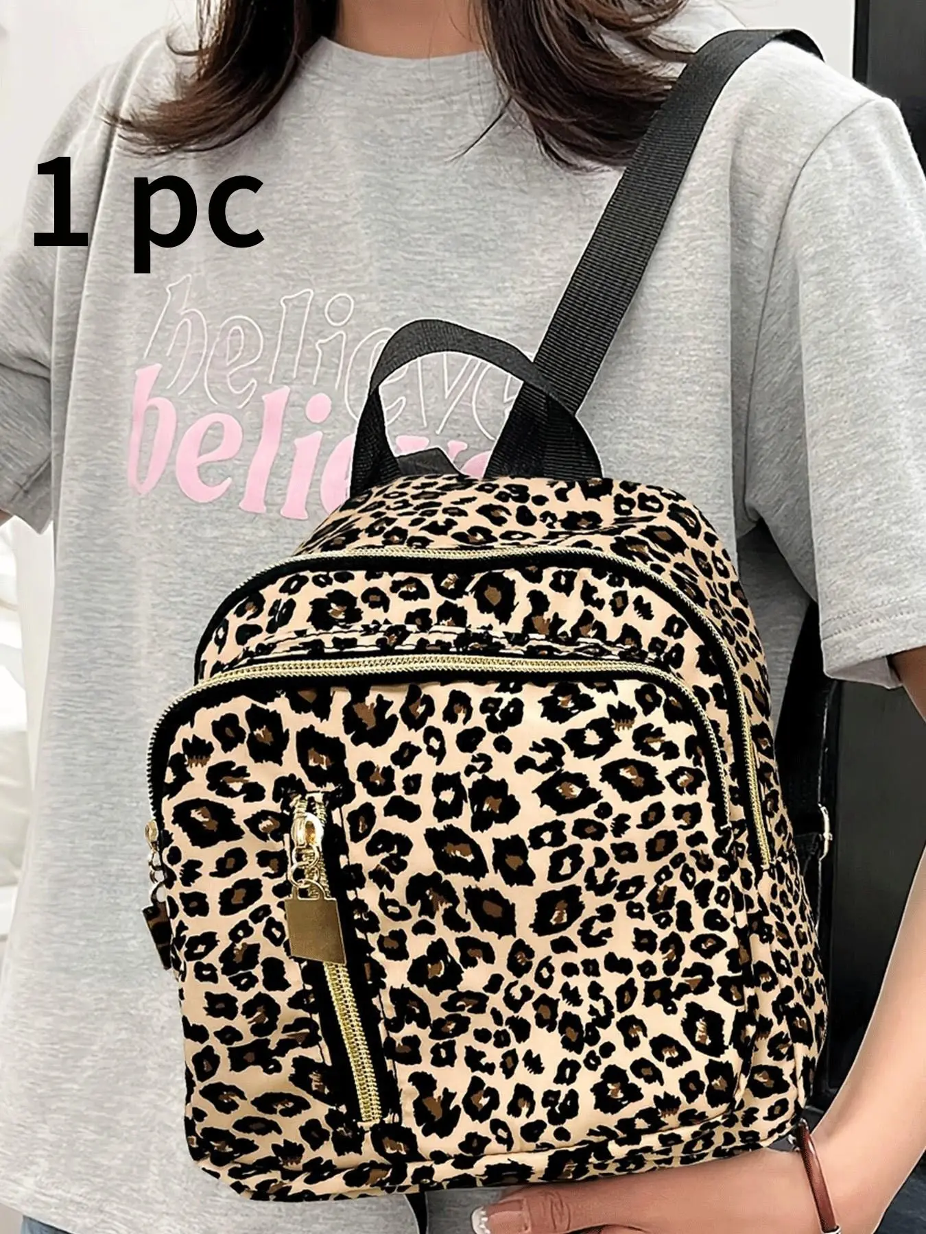Multifunctional Leopard Print Backpack, Large Capacity Student Bag, Fashionable Women's Shoulder Bag, Ideal for Daily Use, Travel, Work, Commuter Backpack, Casual Printed Backpack