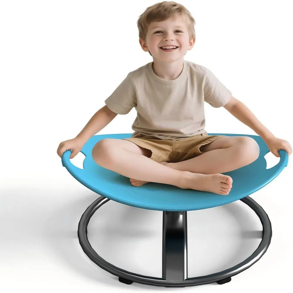 Sensory Spinning Chair for Autistic Children (3+ Years) & Kids with ADHD - Motion Sickness Relief Sensory Toy for Balance Training (Blue)
