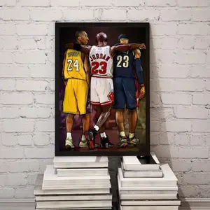 Kobe Bryant , Michael Jordan , LeBronJames  Love For Basketball Sport Canvas Wall Art