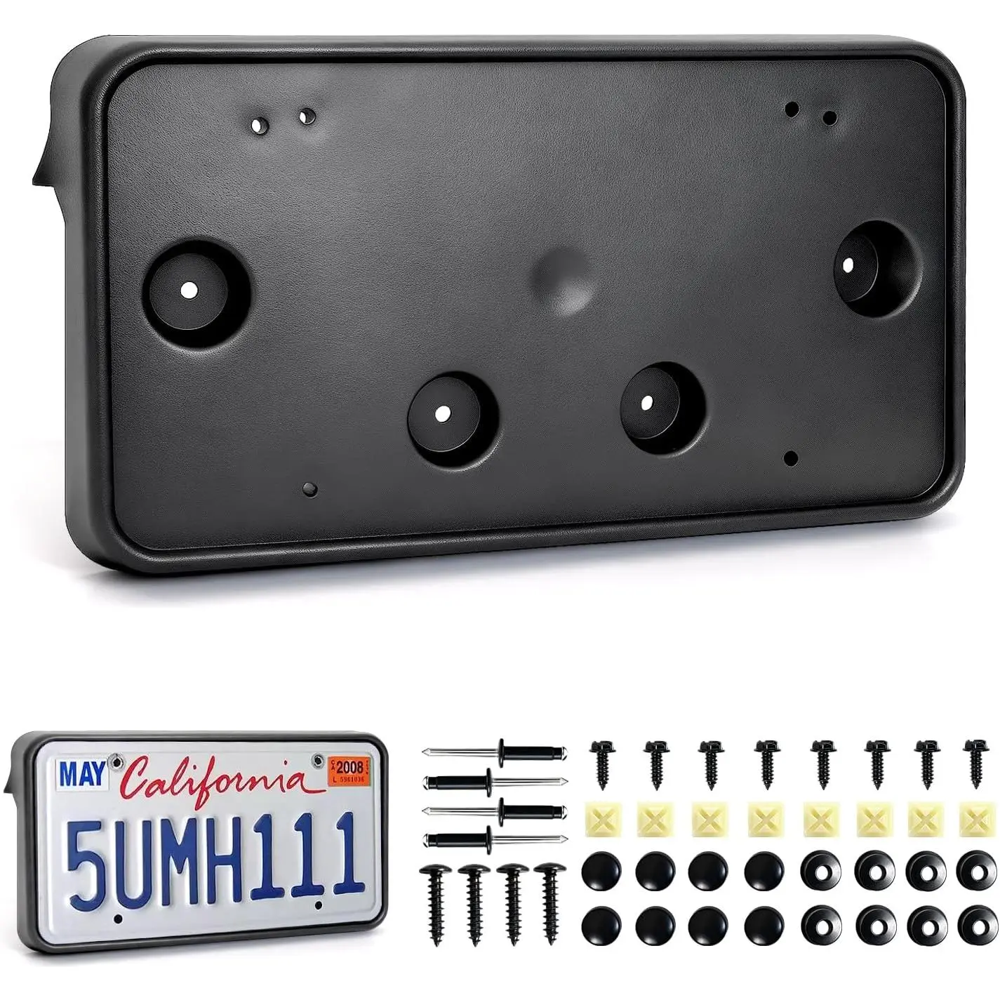 Front License Plate Frame for Chevy Silverado 1500 2019-2024 2025 2026 Accessories Licence Plate Holder, No Drilling & No Adhesives License Bracket Mounting Kit Replacement 84428905 GM1068200