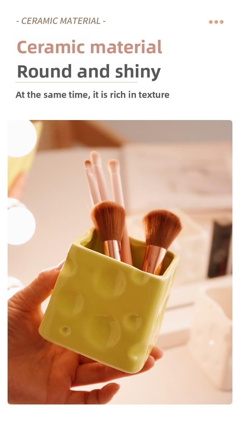 Light luxury style ceramic cheese storage jar, high aesthetic desktop storage container, stationery pen holder, cosmetics storage container