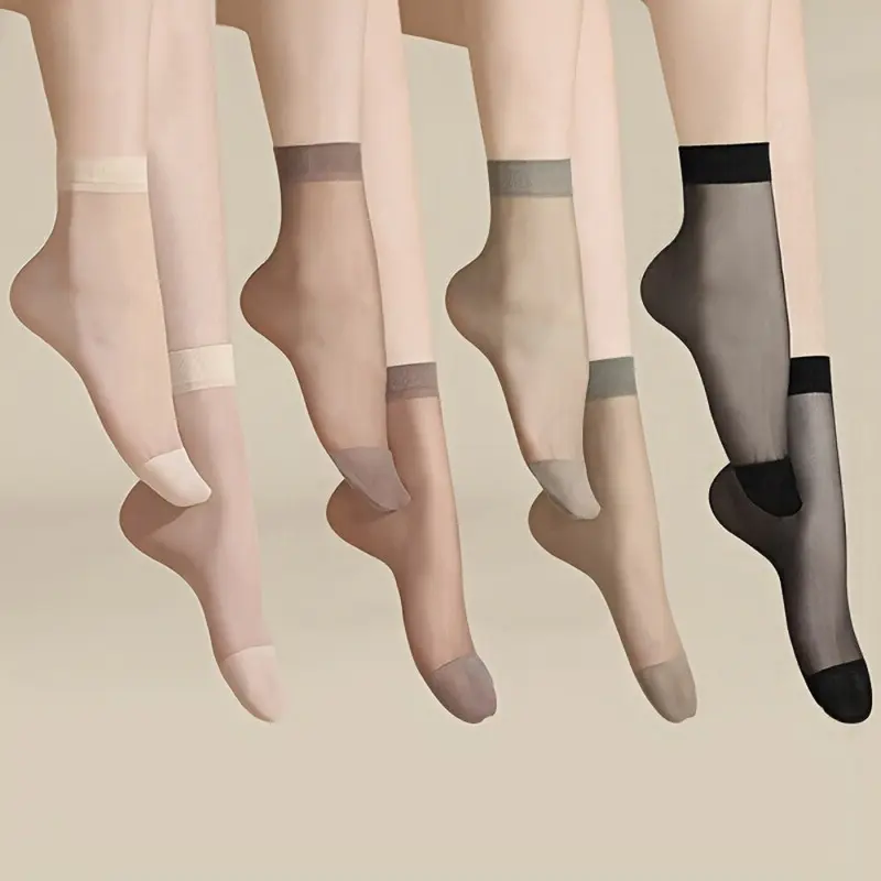 20 pairs of women's crystal short stockings - summer and spring ultra-thin anti-slip stockings with invisible crystals for breathability, four-color women's socks, children's stockings