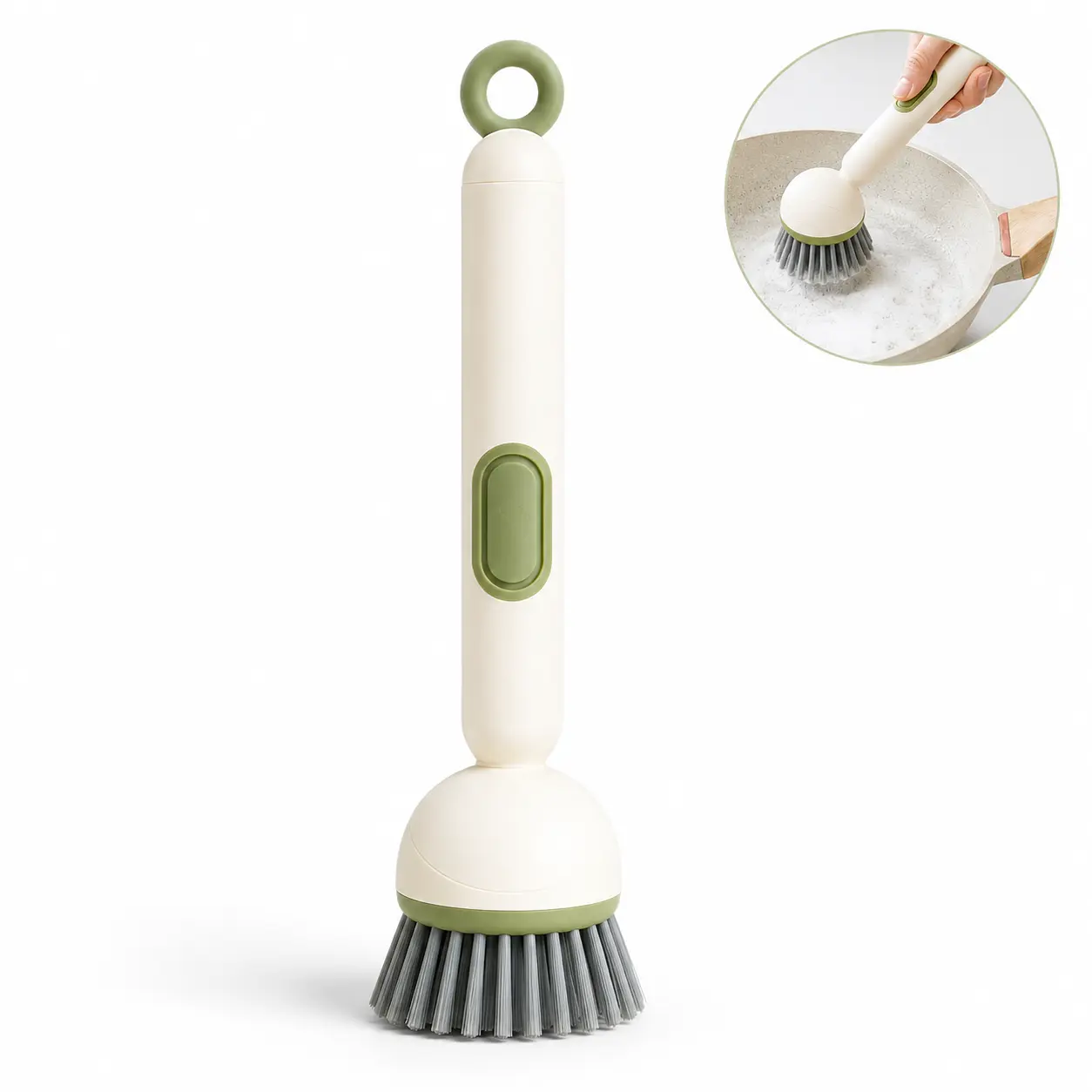 6-Angle Soap Dispensing Dish Brush, Refillable 65ML Kitchen Scrubber with Stiff Bristles, Adjustable Handle Cleaning Brush for Pots, Pans, Sinks, RV & Camping Cookware