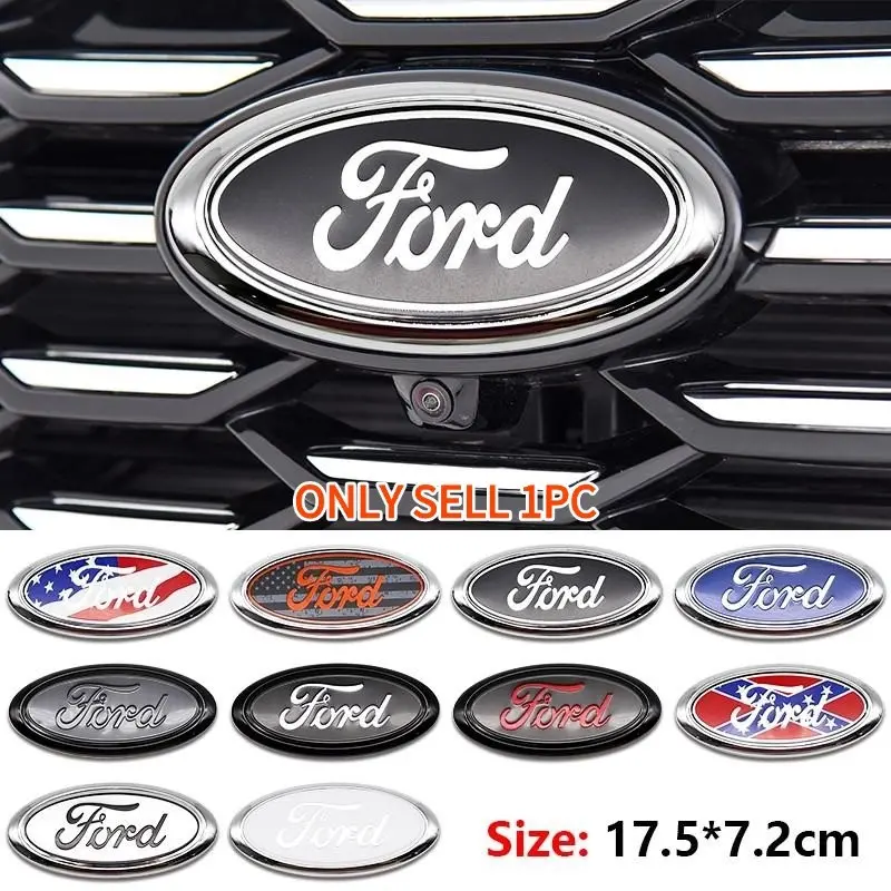 Ford Car Front Emblem Hood Decoration, Vehicle Exterior Decoration, Scratch-Resistant Durable Front Badge Replacement, Fits Focus, Fiesta, Kuga, Mondeo, Mustang, Car Decorations