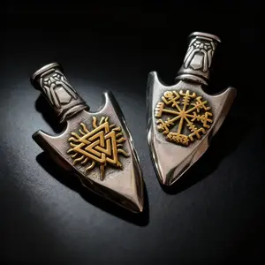 Viking Compass Necklace for Men | Vegvisir & Odin's Valknut Pendant | Premium 316L Stainless Steel Norse Jewelry
