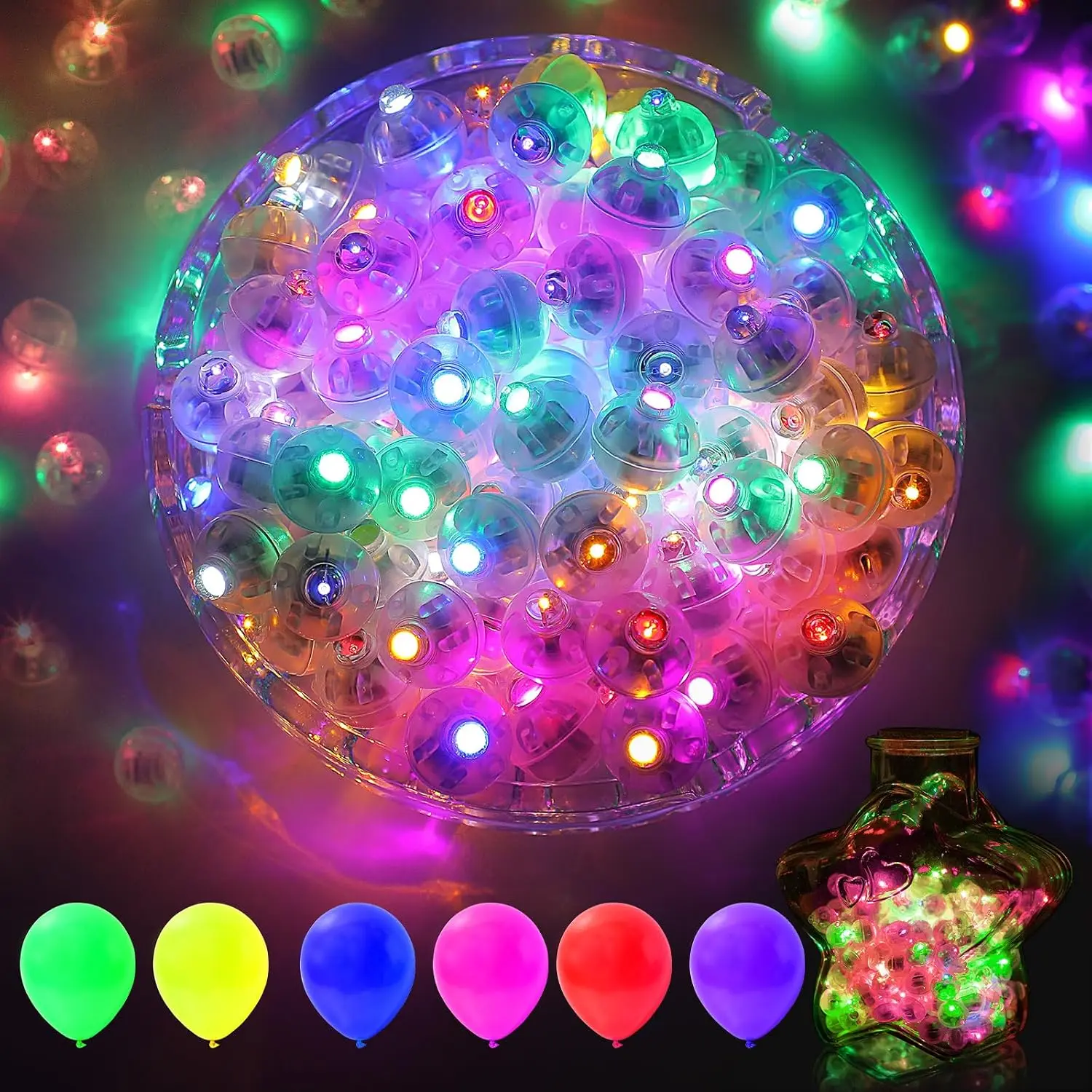 50 count LED Balloon Lights,Mini Balls Lights,Long Standby Time  Led Light for Paper Lantern Easter Halloween Christmas Wedding Birthday Party Decoration Colorful